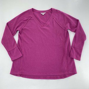 Wildfox Sz M Pink V Neck Super Soft Sweater Elderberry Long Sleeve Loose Fit
